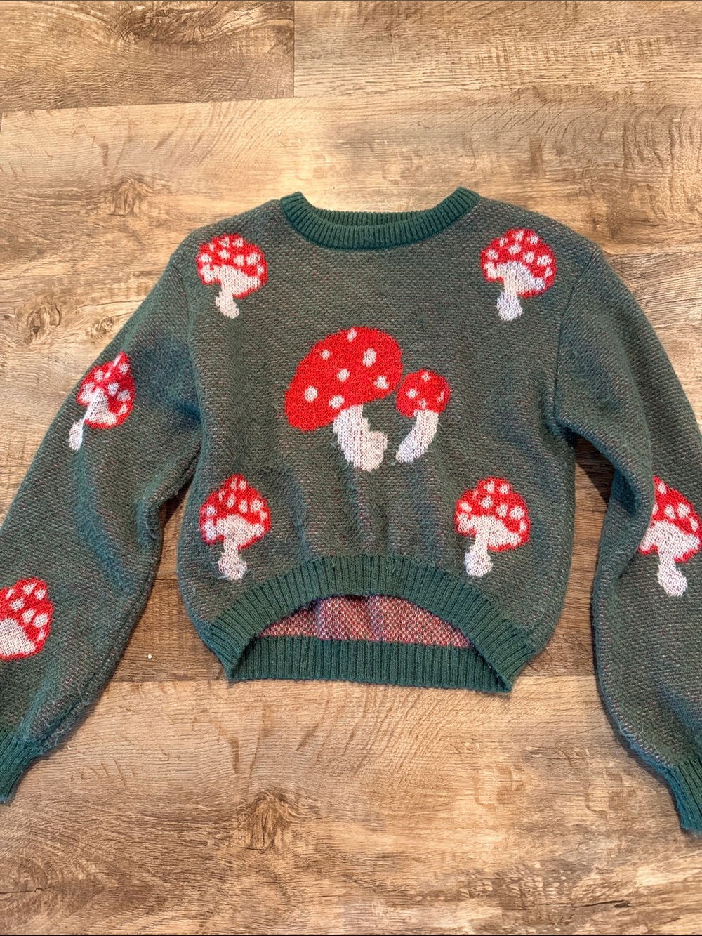 Green Mushroom Knit Sweater